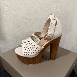 JustFab White Cutout Platform Heels